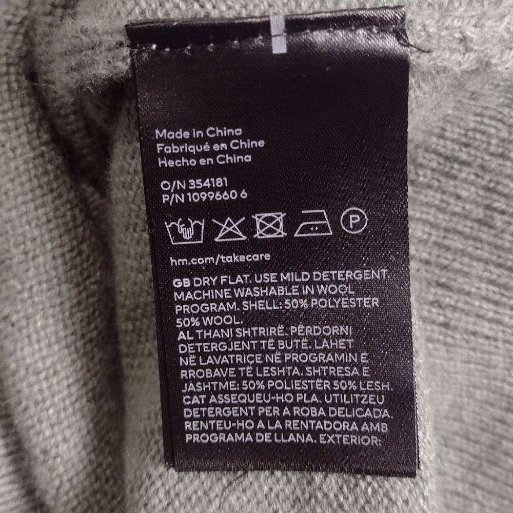 H&M Essentials No. 10 Wool Blend Crewneck Raglan Sweater Sage Green Men's Small - Picture 13 of 16